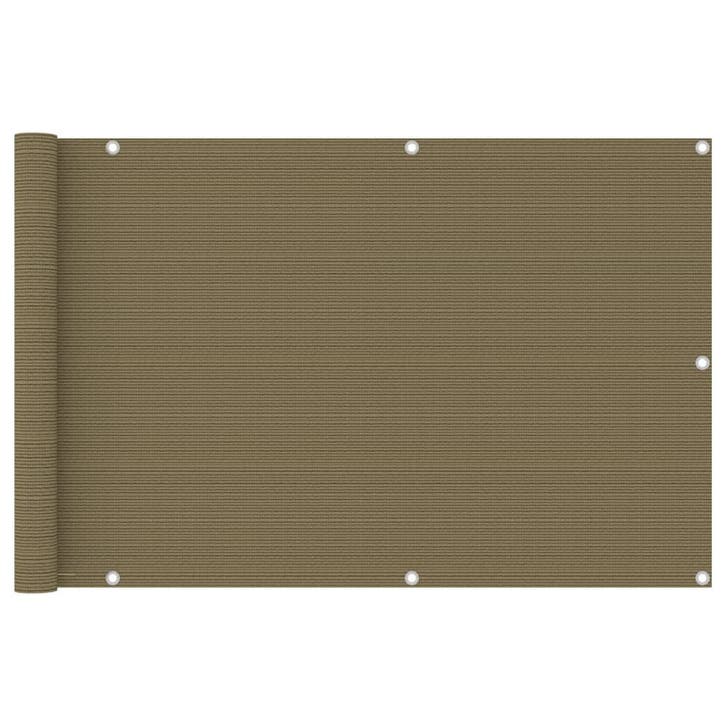 vidaXL Balkonscherm 90x600 cm HDPE taupe, Tuin en Terras, Parasols, Nieuw, Verzenden