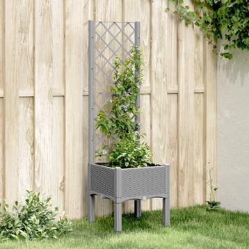 vidaXL Plantenbak met latwerk 40x40x142 cm polypropeen, Verzenden