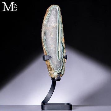Braziliaanse agaat-geode-schaal met kwarts kristallen -