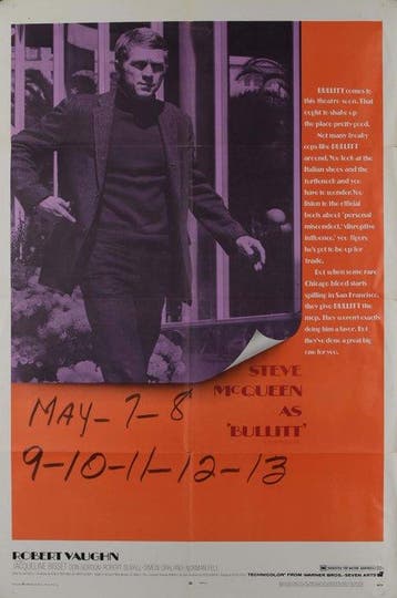 Peter Yates - Bullitt Steve Mc Queen - Original US One Sheet, Verzamelen, Nieuw
