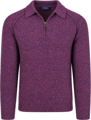 Suitable Polo Zip Pull Tweed Paars maat Maat 52/54 (L) Heren, Maat 52/54 (L), Verzenden, Paars, Nieuw