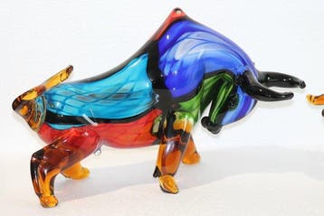 Beeld, glas bull mondriaan stijl 40 cm - 27 cm - Glas
