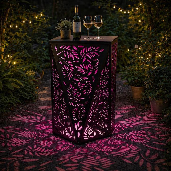 Bartafel met solarverlichting - zwart - 58 x 58 x 105 cm |, Maison & Meubles, Tables | Tables à manger, Envoi