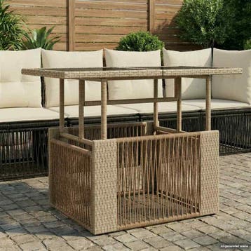 vidaXL Tuinstoel met opklapbare tafel Beige 100 x 55 x 37 cm, Tuin en Terras, Tuintafels, Verzenden, Nieuw