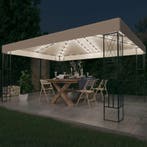 vidaXL Prieel met LED-lichtslinger 3x4 m stof crèmekleurig, Tuin en Terras, Verzenden, Nieuw