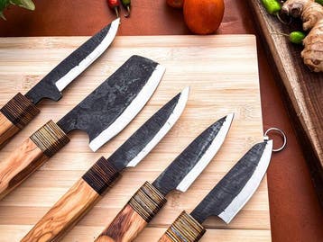 Keukenmes - Kitchen knife set - 748 - Staal, Hout,