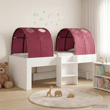 vidaXL Bed met Tunnel 3 st Wit en Rood Bewerkt hout, Verzenden, Nieuw