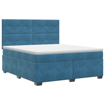 vidaXL Boxspringbed met matras Blauw 140 x 190 cm Fluweel, Verzenden