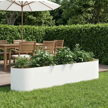 vidaXL Verhoogde Tuinbak Wit 220 x 40 x 40 cm Staal, Tuin en Terras, Verzenden, Nieuw