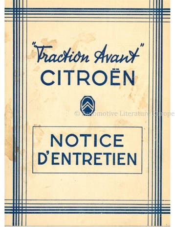1950 CITROËN TRACTION AVANT INSTRUCTIEBOEKJE FRANS