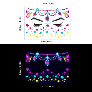 Gezicht Sticker Glow in the Dark FA-010, Verzenden