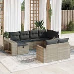 vidaXL 10-delige Loungeset met kussens poly rattan, Verzenden, Nieuw, Loungeset