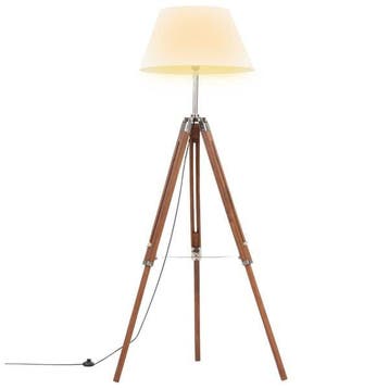 Lampadaire trepied teck 141 cm - Retour client -58%, Verzenden, Retrostijl