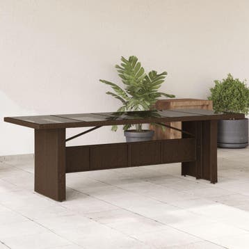 vidaXL Tuintafel met glazen blad 240x90x75 cm poly rattan, Tuin en Terras, Tuintafels, Verzenden, Nieuw