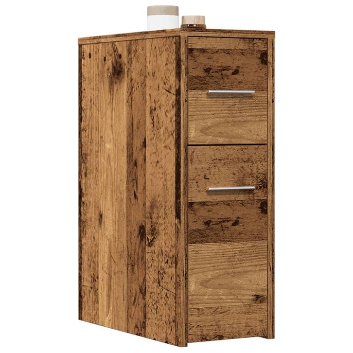 vidaXL Badkamerkast smal met wielen bewerkt hout oud, Huis en Inrichting, Kasten | Overige, Nieuw, Verzenden