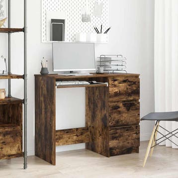 vidaXL Bureau 90x45x76 cm bewerkt hout gerookt eikenkleurig, Huis en Inrichting, Verzenden, Nieuw