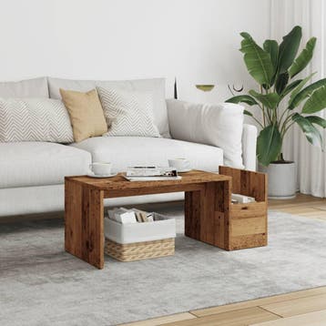 vidaXL Salontafel 90x45x35 cm bewerkt hout oud houtkleurig, Verzenden