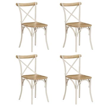 vidaXL Kruisstoelen 4 st massief mangohout wit, Verzenden, Nieuw