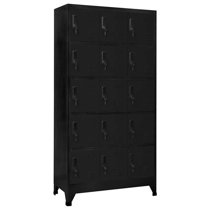 vidaXL Lockerkast 90x40x180 cm staal zwart, Maison & Meubles, Armoires | Autre, Envoi