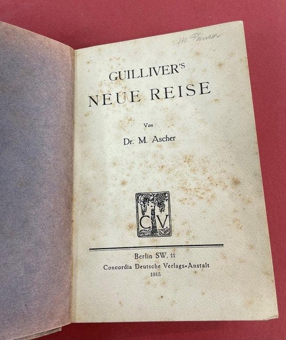 Dr. M. Ascher (Jewish-Swiss educator) - Gullivers neue, Antiquités & Art, Antiquités | Livres & Manuscrits