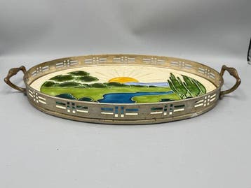 Dienblad - Metaal, Keramiek - Art Deco dienblad