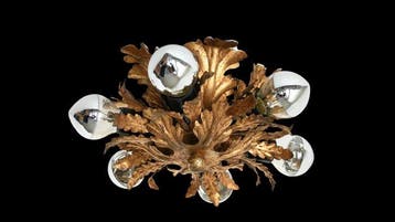 Plafondlamp - Gilded Leaves Decoration with Six Spots -, Maison & Meubles