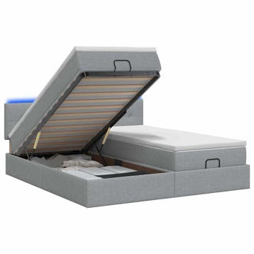 vidaXL Ottomaanse Bed met Matras en LED Lichtgrijs 160 x 200, Verzenden, Nieuw