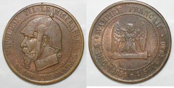 5 Centimes 1873 France Napoléon Iii Das Miserable 1851 18.., Verzenden, België