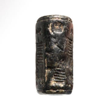 Anatolisch Speksteen Cilinderzegel met aanbiddingsscène (met