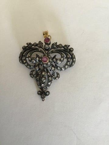 Broche - 18 carats Argent, Or jaune - Diamant