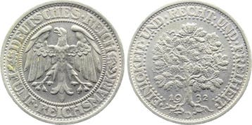 Duitsland 5 Reichsmark 1932 D Eichbaum J 331 vz/stgl zilver, Verzenden