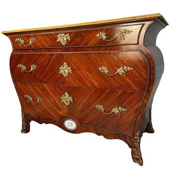 Commode - Kostbaar hout, marmer, verguld brons, keramiek -, Antiek en Kunst