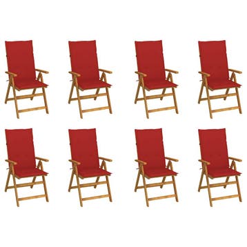 vidaXL Inklapbare stoelen 8 st met kussens massief, Verzenden