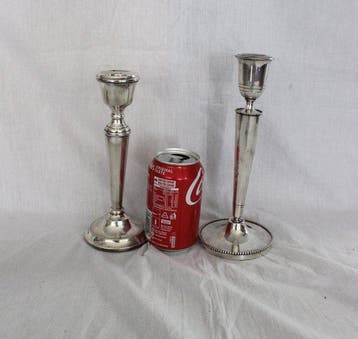 Kandelaar (2) - .925 zilver - kandelaars met parelrand, Antiek en Kunst