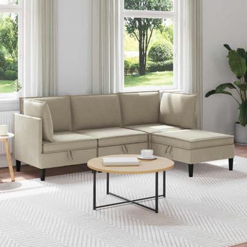 vidaXL Woonkamer Meubelset 4 st Zand Stof, Verzenden, Nieuw