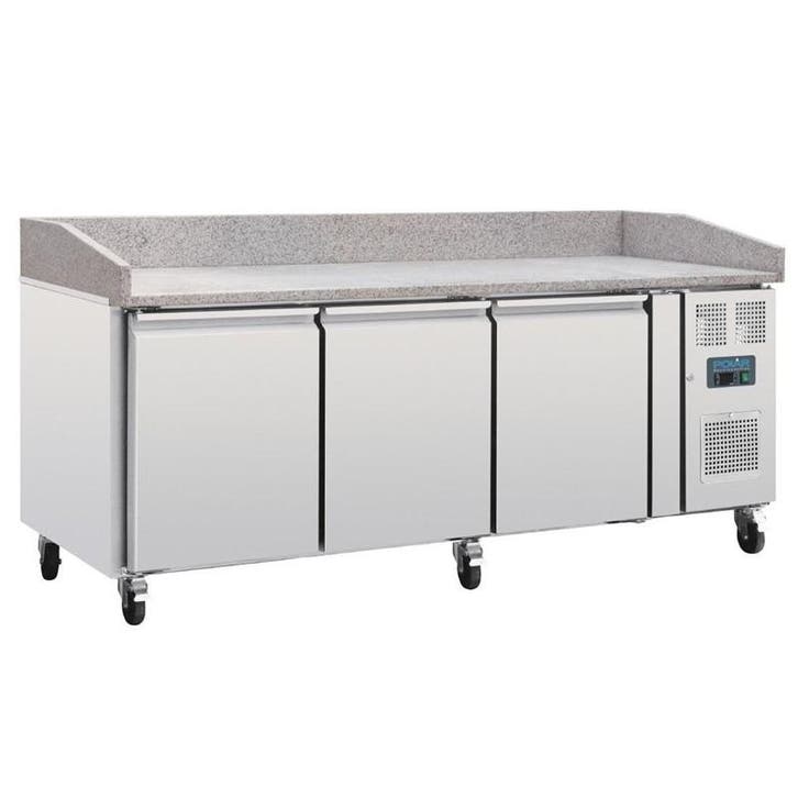 Polar U-serie 3-deurs werkbank met marmeren werkblad en euro, Zakelijke goederen, Horeca | Keukenapparatuur, Koelen en Vriezen
