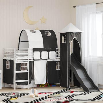 vidaXL Bunkbed voor kinderen Effen Wit en zwart 75 x 190 cm, Verzenden, Nieuw