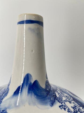 Oude Imari blauw-wit Sometsuke Edo-landschappatroon Grote