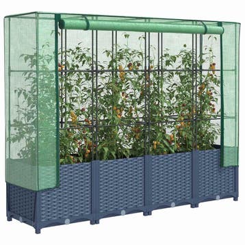 vidaXL Verhoogde plantenbak met kashoes rotanlook 160x40x138, Verzenden