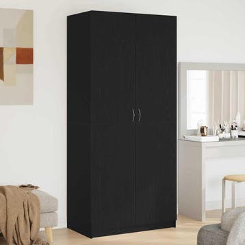 vidaXL Kledingkast Zwart Eiken 90 x 52 x 200 cm Bewerkt hout, Verzenden, Nieuw