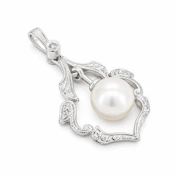 Zonder minimumprijs - Hanger - 18 karaat Witgoud - 0.01ct., Handtassen en Accessoires, Antieke sieraden