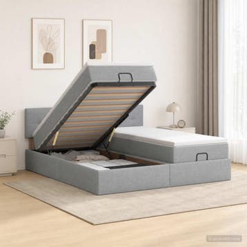 vidaXL Ottoman bed met matras met hoofdeinde 2 st Lichtgrijs, Verzenden, Nieuw