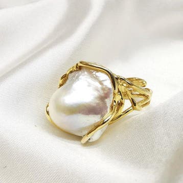 Parel - Argento 925 - Ring - perla edison, Antiek en Kunst