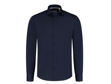 Boston Brothers Navy Businessoverhemd - Maat L - 100% Katoen, Kleding | Heren, Overige Herenkleding, Verzenden, Nieuw