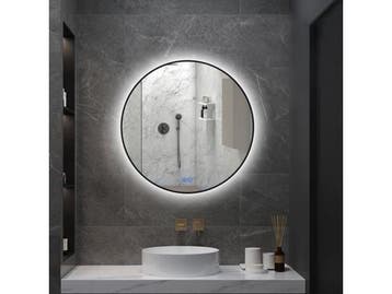 Veiling - Badkamerspiegel met LED  80 x 80 CM Zwarte Rand, Nieuw