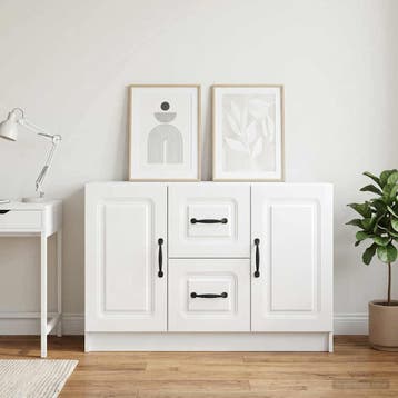 vidaXL Dressoir Hoogglans Wit 89 x 34,5 x 57 cm Bewerkt hout, Verzenden, Nieuw