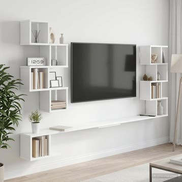 vidaXL Wandgemonteerd TV Rek Wit 180 x 15 x 94 cm Bewerkt, Huis en Inrichting, Verzenden, Nieuw