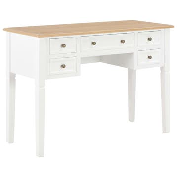 vidaXL Schrijftafel 109,5x45x77,5 cm hout wit, Huis en Inrichting, Bureaus, Verzenden, Nieuw