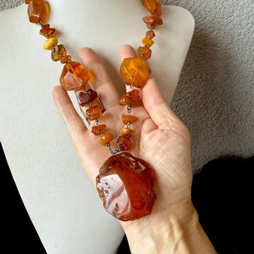 Oude natuurlijke Baltisch barnsteen halsband 73,78 g -, Nieuw