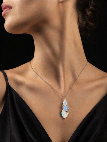 Opaal & Tanzaniet Ketting - 925 Sterling Zilver -